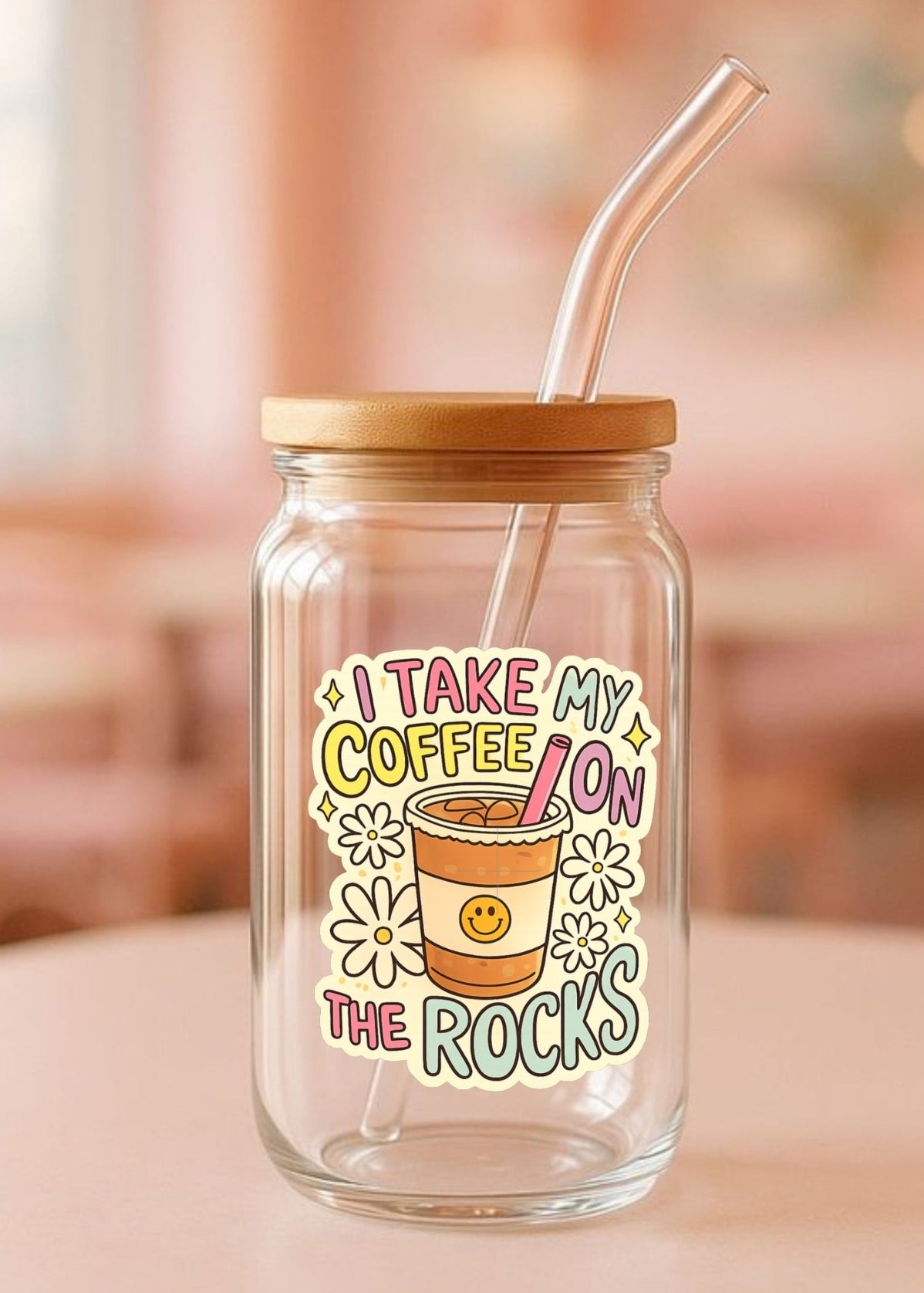 I take my coffee on the rocks Glass Cup