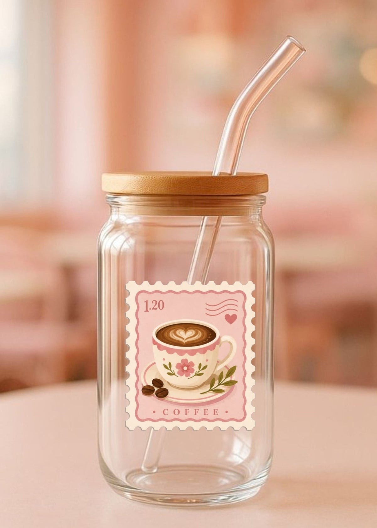 Coffee Stamp Glass Cup